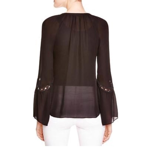 • Ramy Brook • Silk Long Sleeve Crochet Blouse S - Picture 2 of 4